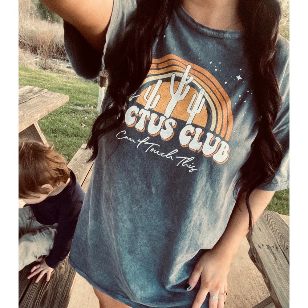 . Shop Hope’s Cactus Club Grey Acid Wash/Bleached Bohemian Dress